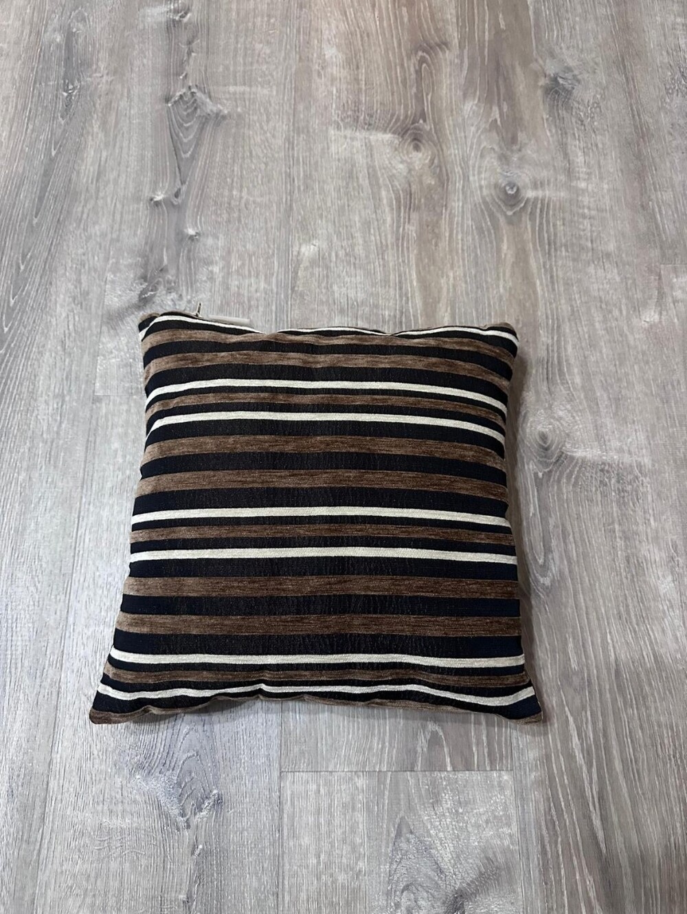 Striped Decorative Throw Pillow - Brown, Black & Cream